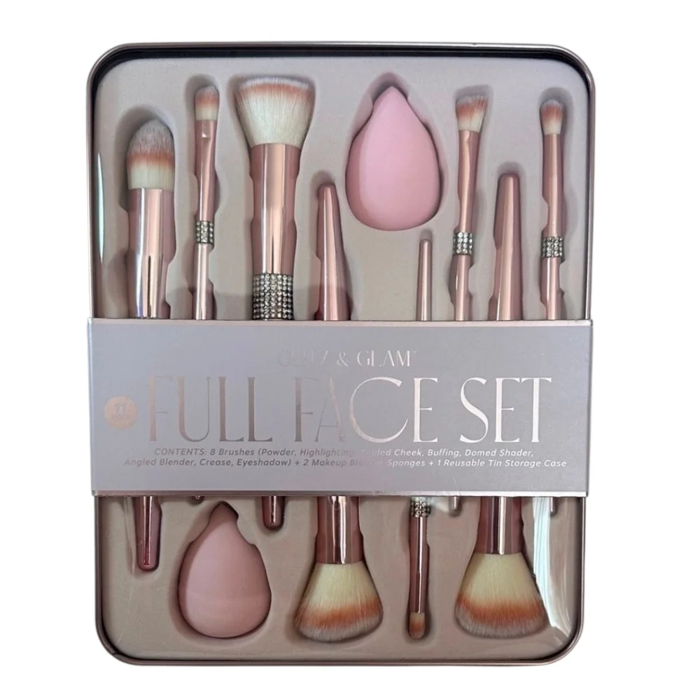 💕▪️Glitz & Glam ▪️Full Face Makeup 11pc Brush Set - Pink
